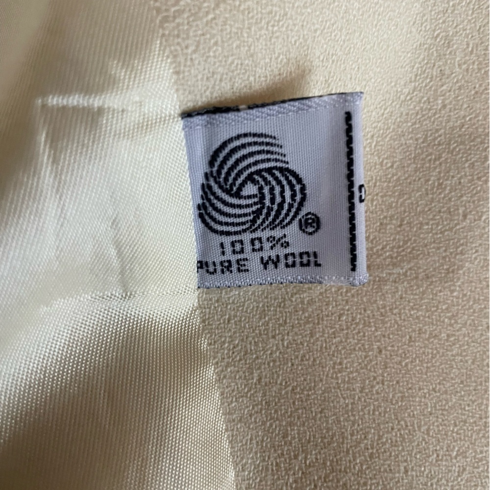 Christian Dior Vintage Minimalist Collarless Coat Suit Jacket Cream Wool - Picture 6 of 6